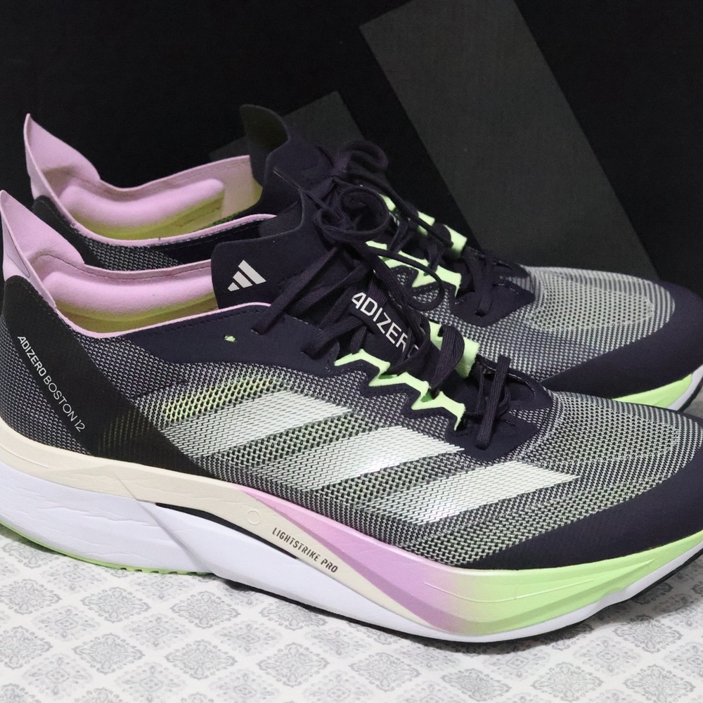 Adidas Adizero Boston 12 IG3319 Running Shoes size 12 Gray Green Pink  Black - Picture 14 of 16